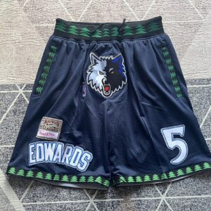 Minnesota Timberwolves 5 Anthony Edwards Navy Shorts
