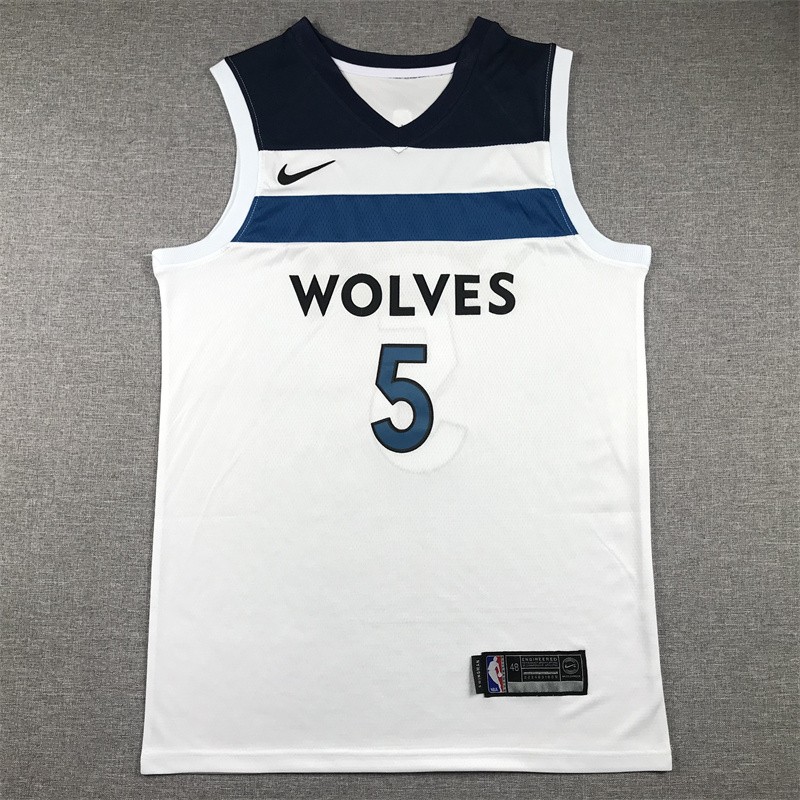 Timberwolves 5 Edwards White Men Jersey