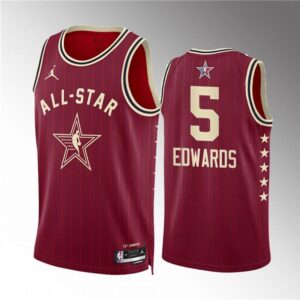 Timberwolves 5 Anthony Edwards Crimson 2024 All Star Jordan Men Jersey