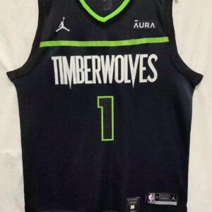 Timberwolves 1 Edwards Black Jordan Men Jersey