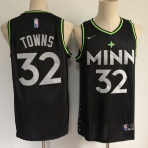 Timberwolves 32 Karl-Anthony Towns Black 2020 City Men Jersey