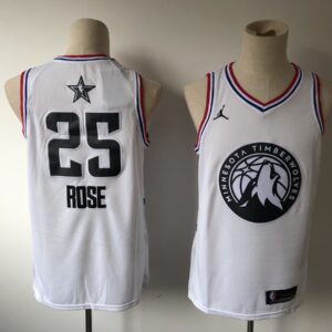 Timberwolves 25 Derrick Rose 2019 All-Star White Swingman Men Jersey