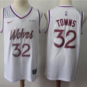 Timberwolves 32 Karl-Anthony Towns White Earned Edition Men Jersey