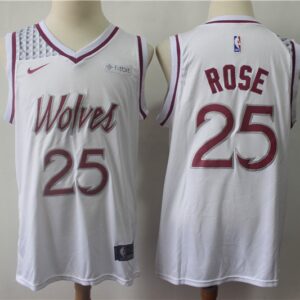 Timberwolves 25 Derrick Rose  White Earned Edition Men Jersey