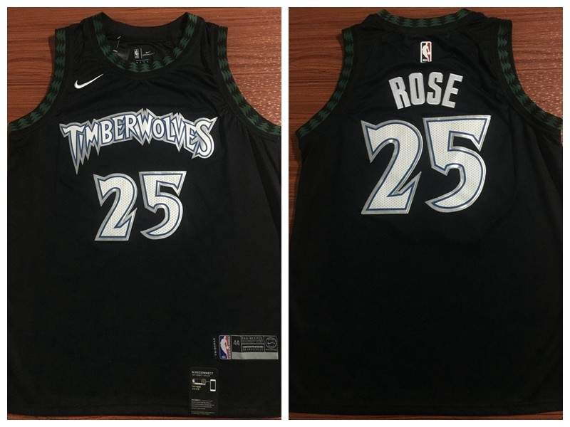 Timberwolves 25 Derrick Rose Black Hardwood Classics Men Jersey
