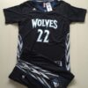 Timberwolves 22 Andrew Wiggins Black Short Sleeve Men Jersey with Shorts