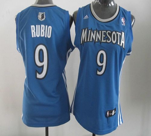 Timberwolves 9 Ricky Rubio Blue Road Women Jersey