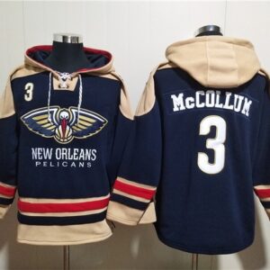 Pelicans 3 CJ McCollum Navy Ageless Must-Have Lace-Up Pullover Hoodie