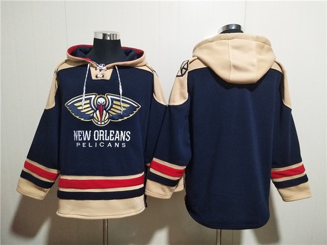 Pelicans Blank Navy Ageless Must-Have Lace-Up Pullover Hoodie