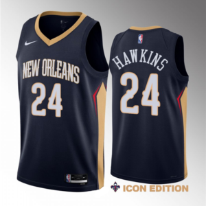 Pelicans 24 Jordan Hawkins Navy 2023 Draft Icon Edition Men Jersey