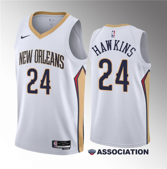 Pelicans 24 Jordan Hawkins White 2023 Draft Association Edition Men Jersey