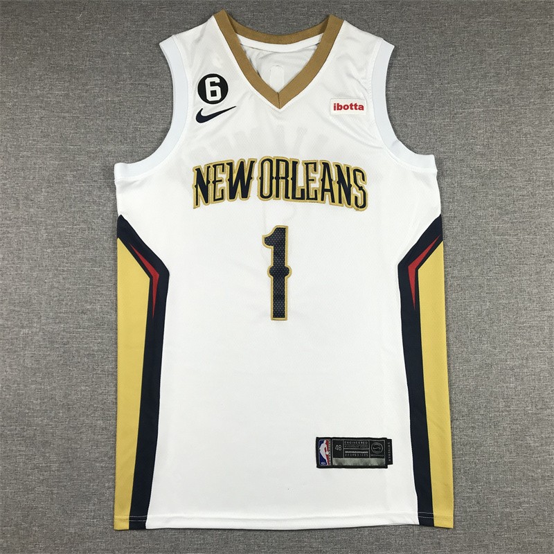Pelicans 1 Zion Williamson White 2022-23 City Edition Men Jersey