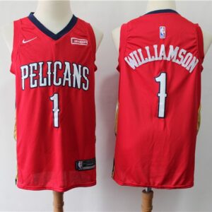 Pelicans 1 Zion Williamson Red Men Jersey With Logo