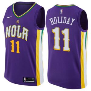 Pelicans 11 Jrue Holiday Purple Mardi Gras Pride Men Jersey