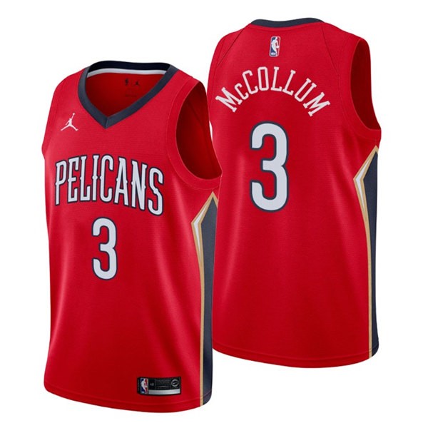 New Orleans Pelicans 3 C.J. McCollum Red Men Jersey