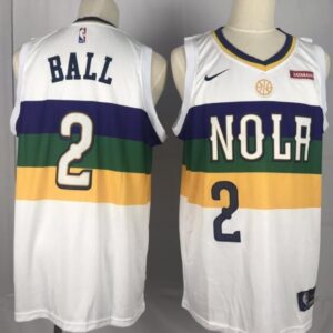 Pelicans 2 Lonzo Ball White City Edition Men Jersey