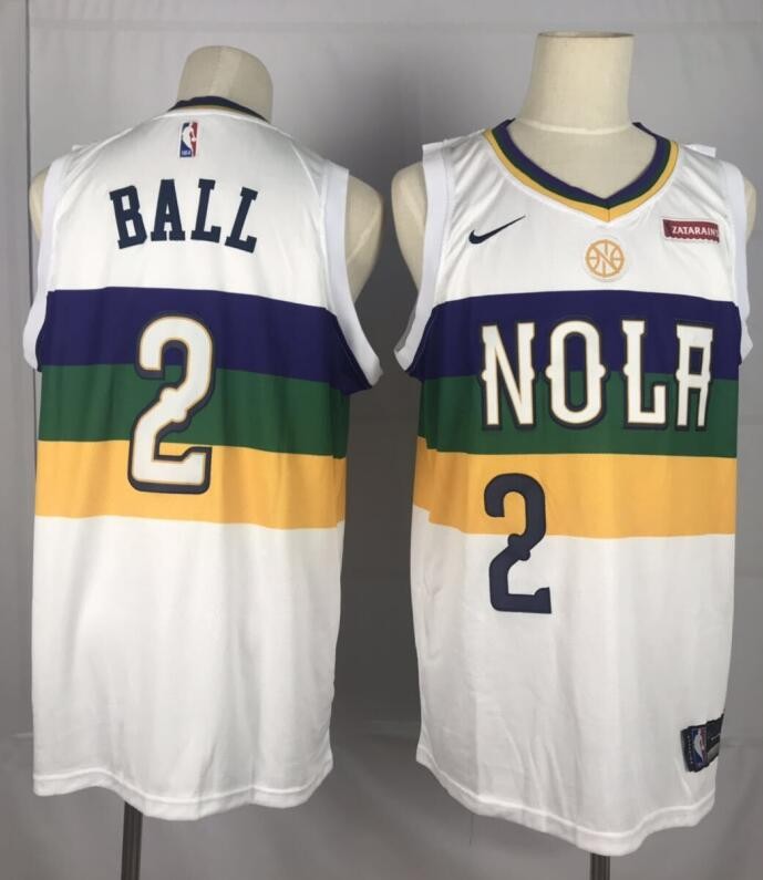 Pelicans 2 Lonzo Ball White City Edition Men Jersey