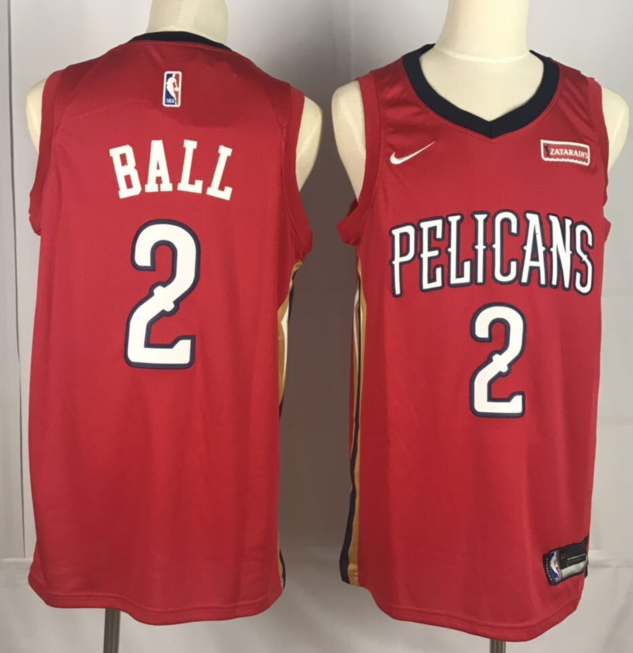 Pelicans 2 Lonzo Ball Red Men Jersey