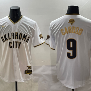 Thunder 9 Alex Caruso White Gold Finals Baseball Vapor Limited Men Jersey