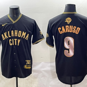 Thunder 9 Alex Caruso Black Gold Finals Baseball Vapor Limited Men Jersey