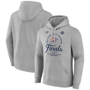 Thunder Heather Gray 2025 Western Conference Champions Locker Room Pullover Hoodie