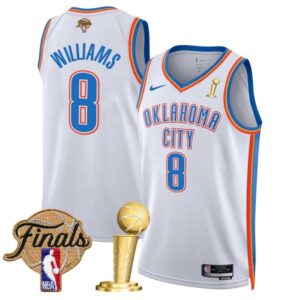 Thunder 8 Jalen Williams White 2025 Finals Champions Men Jersey
