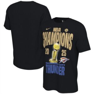Thunder Black 2025 Finals Champions Locker Room Confetti T-Shirt