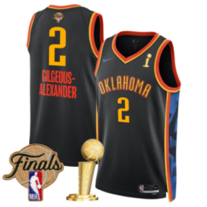 Thunder 2 Shai Gilgeous-Alexander Black City 2025 Finals Champions Men Jersey