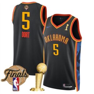 Thunder 5 Luguentz Dort Black City 2025 Finals Champions Men Jersey