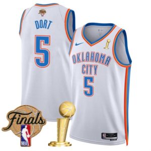 Thunder 5 Luguentz Dort White 2025 Finals Champions Men Jersey