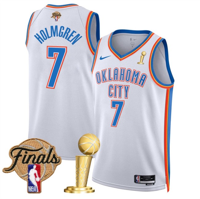 Thunder 7 Chet Holmgren White 2025 Finals Champions Men Jersey