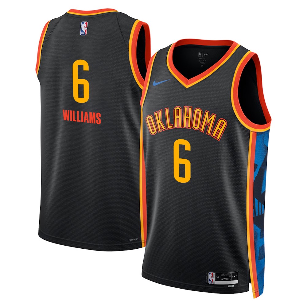 Thunder 6 Jaylin Williams Black Men Jersey