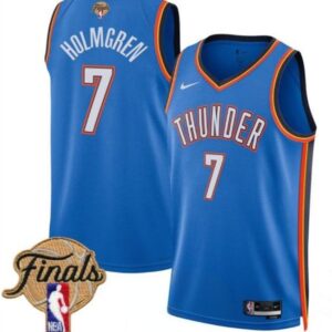 Thunder 7 Chet Holmgren Blue 2025 Finals Icon Edition Men Jersey