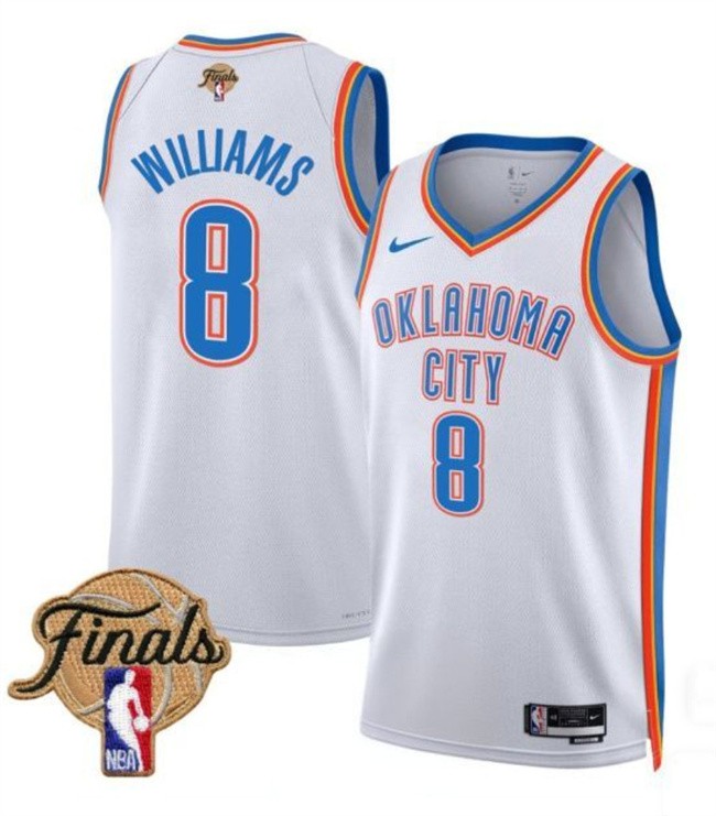 Thunder 8 Jalen Williams White 2025 Finals Men Jersey