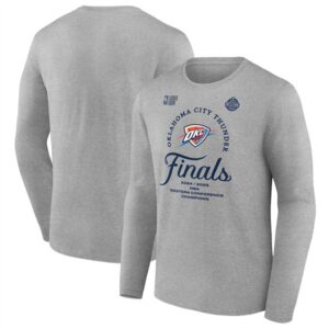 Thunder Heather Gray 2025 Western Conference Champions Locker Room Long Sleeve T-Shirt