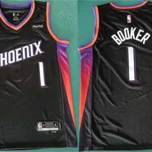 Suns 1 Devin Booker Black 2025 Statement Edition Jordan Men Jersey
