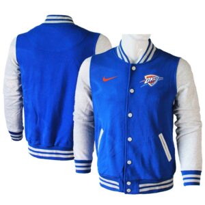 Oklahoma City Thunder Blank Blue Grey Wool Jacket