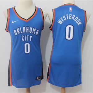 Thunder 0 Russell Westbrook Blue Iron Women Jersey