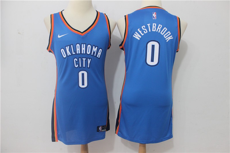 Thunder 0 Russell Westbrook Blue Iron Women Jersey