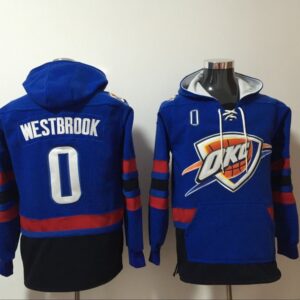 Thunder 0 Russell Westbrook Blue Men Hooded Sweatshirt