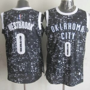 Thunder 0 Russell Westbrook Black City Luminous Men Jersey