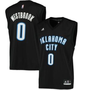 Thunder 0 Russell Westbrook Adidas Fashion Replica Black Men Jersey