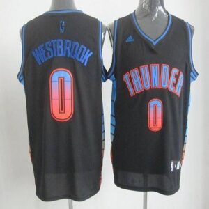 Thunder 0 Russell Westbrook Black Vibe Men Jersey