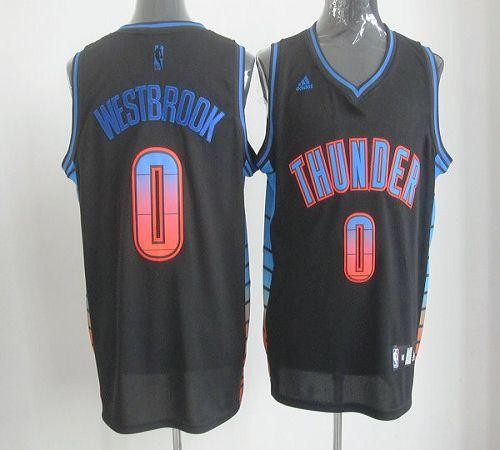 Thunder 0 Russell Westbrook Black Vibe Men Jersey