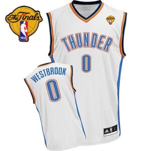 Thunder 0 Russell Westbrook White Finals Patch Revolution 30 Men Jersey