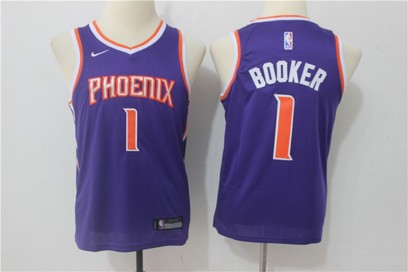 Suns 1 Devin Booker Purple Swingman Youth Jersey