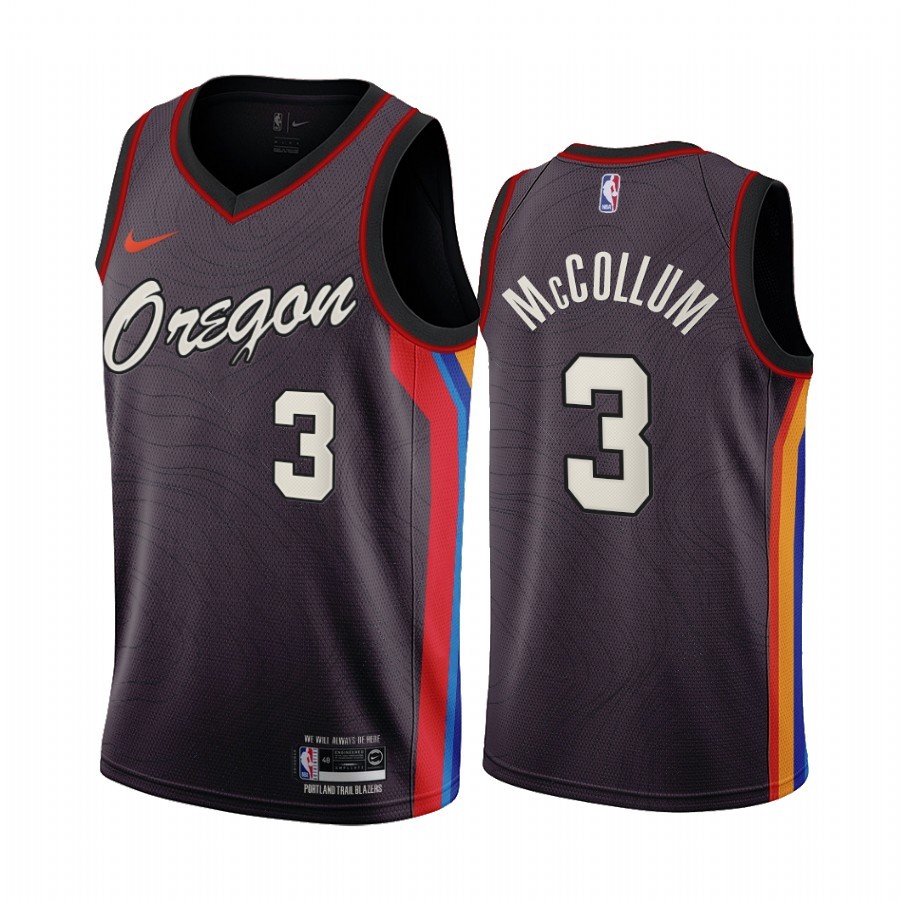 Blazers 3 C.J. McCollum Chocolate 2020-21 City Edition Men Jersey