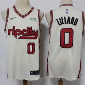 Blazers 0 Damian Lillard Cream 2019-20 City Edition Men Jersey