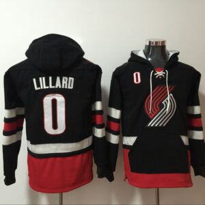 Blazers 0 Damian Lillard Black Hoodie Sweatshirt