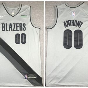 Blazers 00 Carmelo Anthony Grey Men Jersey